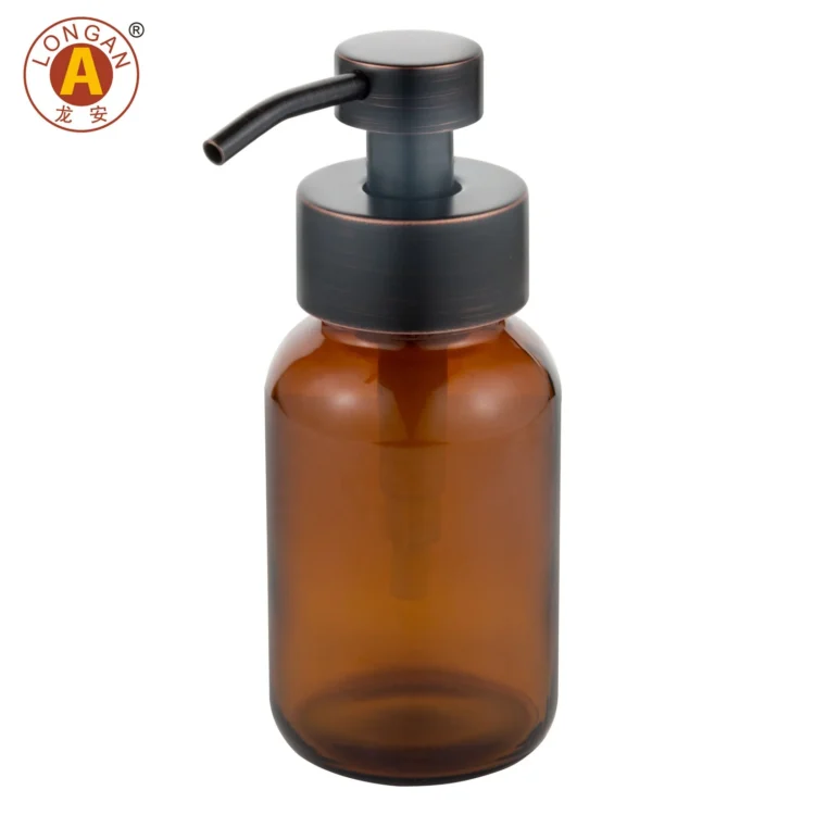 Factory Made Amber Bath Glass Bottle Square Type Container 250Ml Flat Amber Bottle Hand Soap With Foam Pump at Good Price