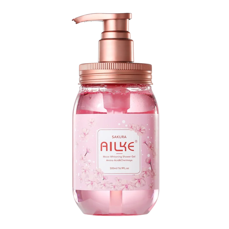 AILKE OEM Fragrance Pure Purifying Body Wash Sakura Skin Whitening Shower Gel/500ml - Image 5