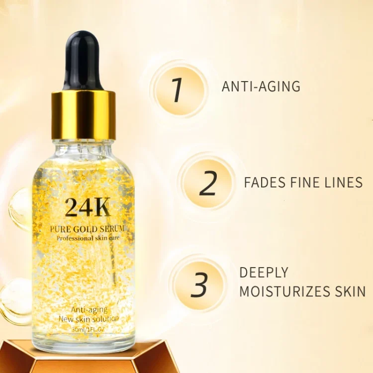 AiXin Hot Selling 30ML 24K Gold Serum Korea Deep Moisturizing Anti Aging Fade Fine Lines Beauty Skin Care OEM 24K Gold Serum - Image 3