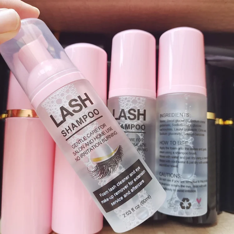 Pink Formula Custom Fragrance 60ml Foaming Lash Extension Eyelash Cleanser Private Label Logo Lash Shampoo Kit Lash Foam Cleaner - Image 2