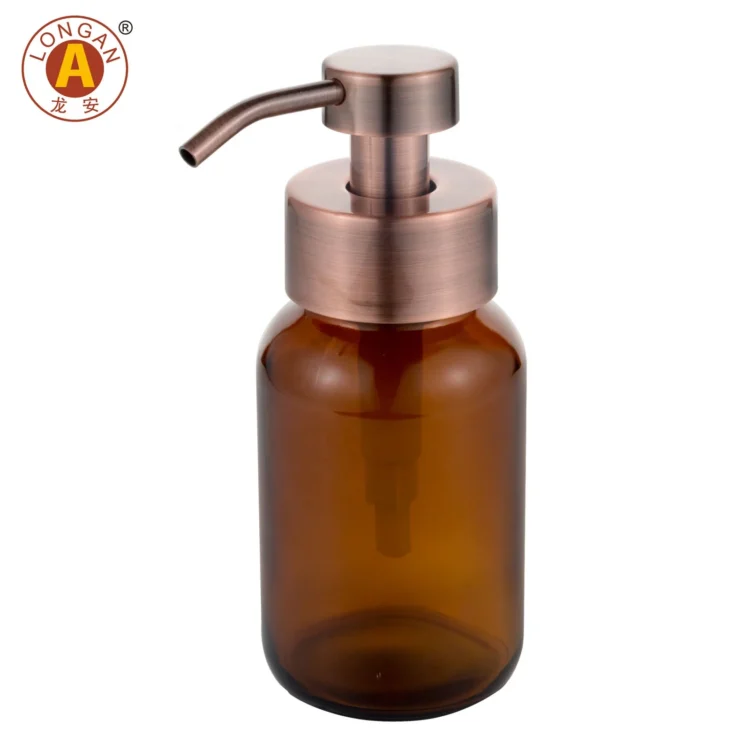 Factory Made Amber Bath Glass Bottle Square Type Container 250Ml Flat Amber Bottle Hand Soap With Foam Pump at Good Price - Image 3