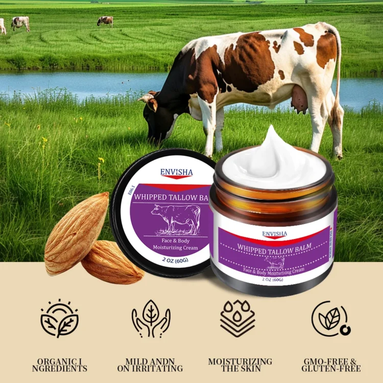 Private Label Organic Whipped Tallow Balm Face Body Skin Care Butter Cream Beef Tallow Balm Moisturizer