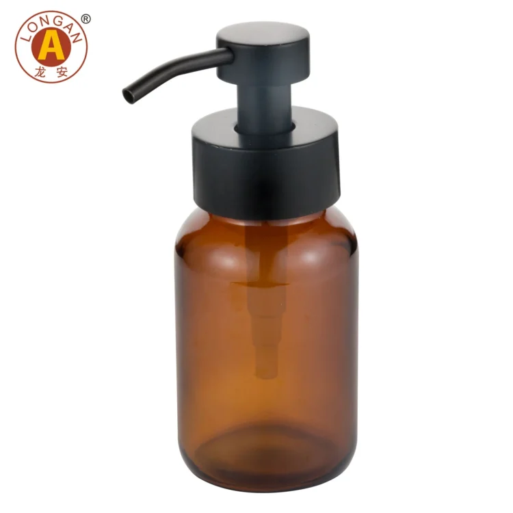 Factory Made Amber Bath Glass Bottle Square Type Container 250Ml Flat Amber Bottle Hand Soap With Foam Pump at Good Price - Image 5