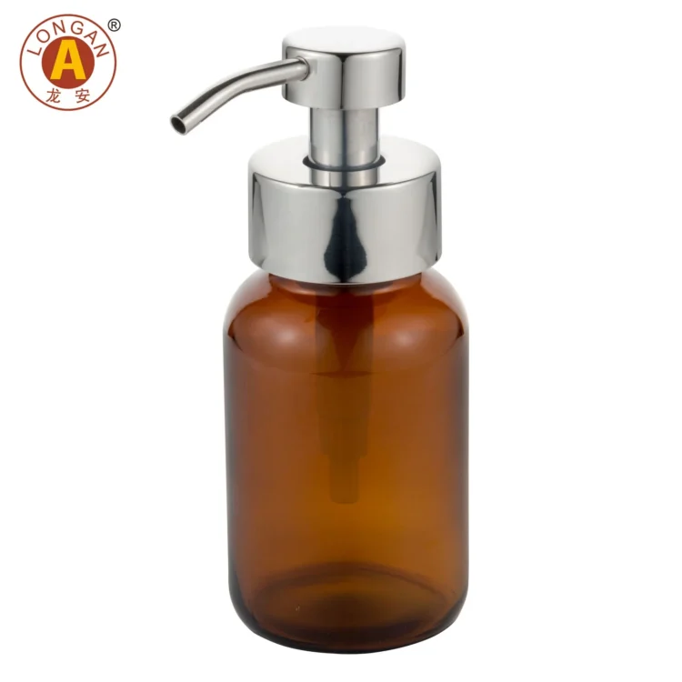 Factory Made Amber Bath Glass Bottle Square Type Container 250Ml Flat Amber Bottle Hand Soap With Foam Pump at Good Price - Image 4